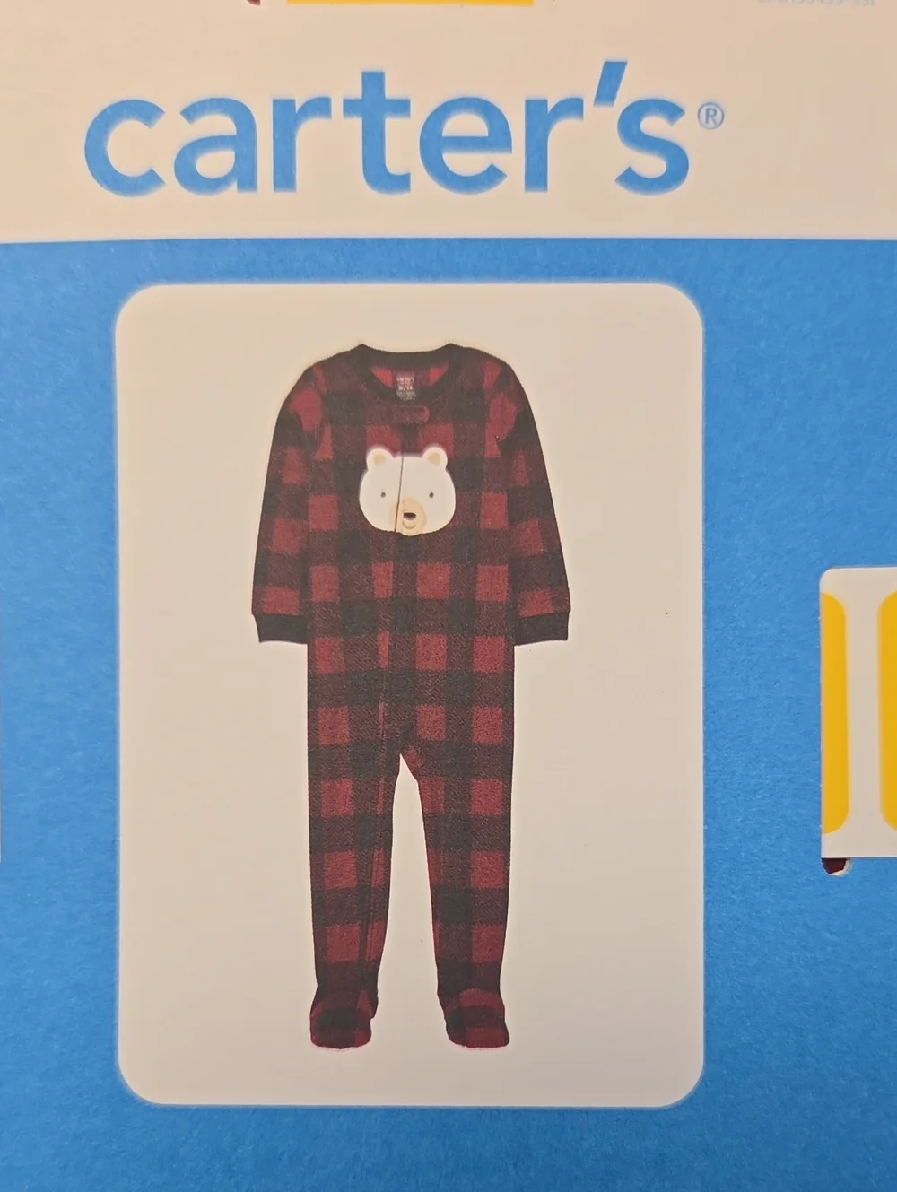 6m Carter's Red and Black Buffalo Plaid Fleece Footie Pajama